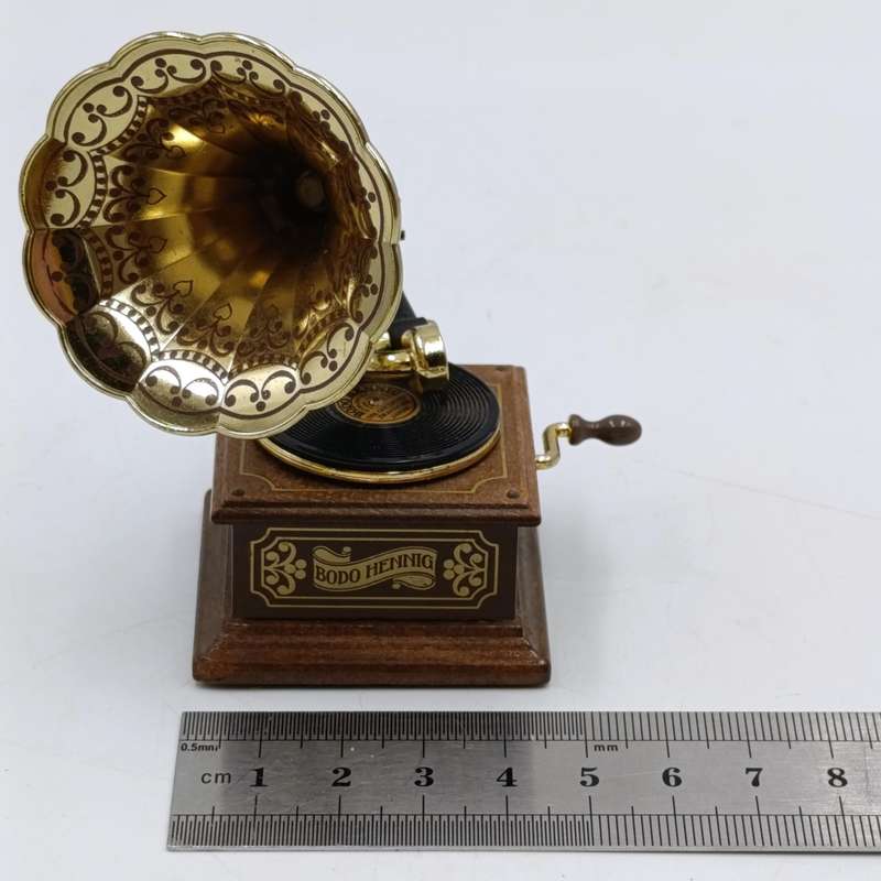 Vintage Bodo Hennig dollhouse gramophone with actual music playing - about 1/12 scale