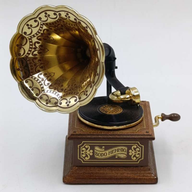 Vintage Bodo Hennig dollhouse gramophone with actual music playing - about 1/12 scale
