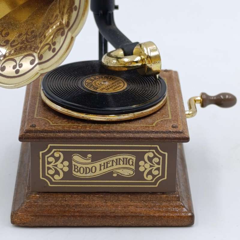 Vintage Bodo Hennig dollhouse gramophone with actual music playing - about 1/12 scale