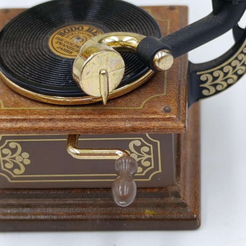 Vintage Bodo Hennig dollhouse gramophone with actual music playing - about 1/12 scale