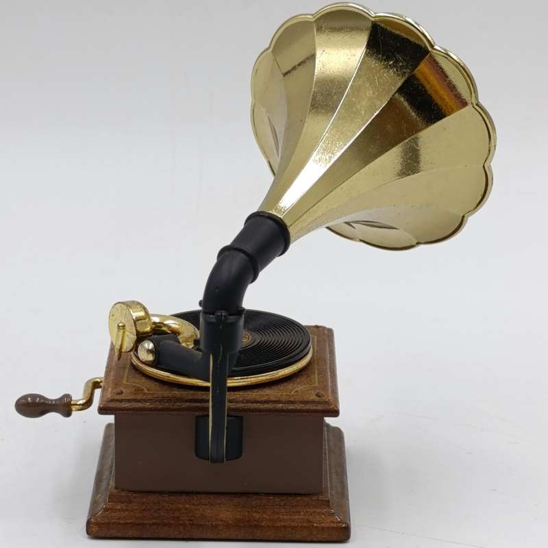 Vintage Bodo Hennig dollhouse gramophone with actual music playing - about 1/12 scale