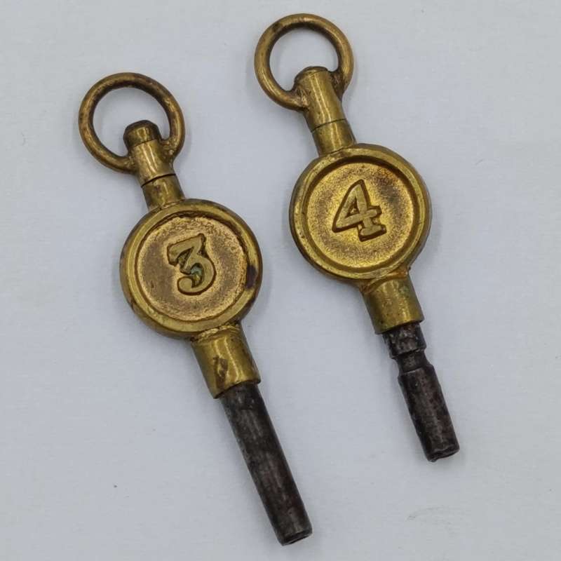 Pair of Antique pocketwatch keys - number 3 and 4