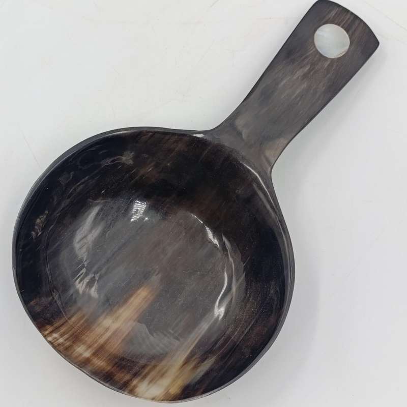 Vintage Salad spoon made from horn with mother of pearl insert