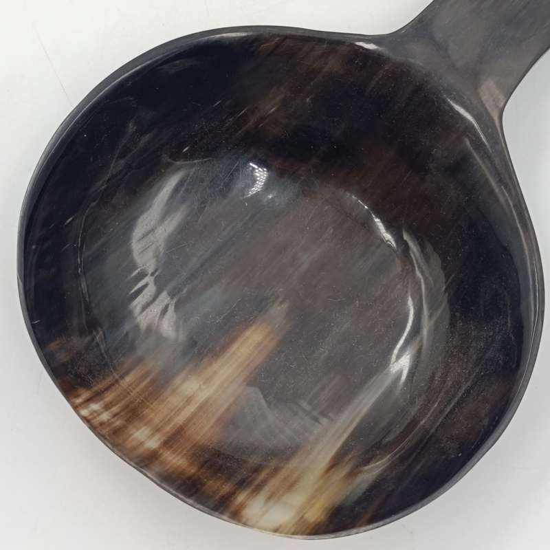 Vintage Salad spoon made from horn with mother of pearl insert