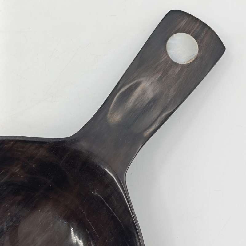 Vintage Salad spoon made from horn with mother of pearl insert