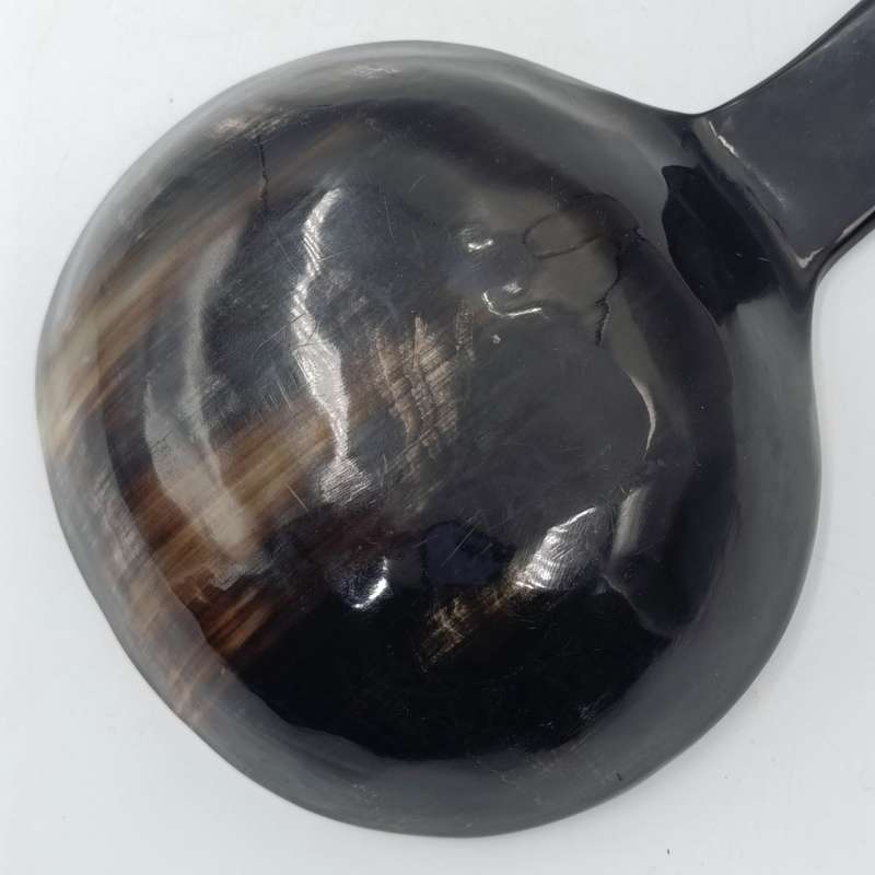 Vintage Salad spoon made from horn with mother of pearl insert
