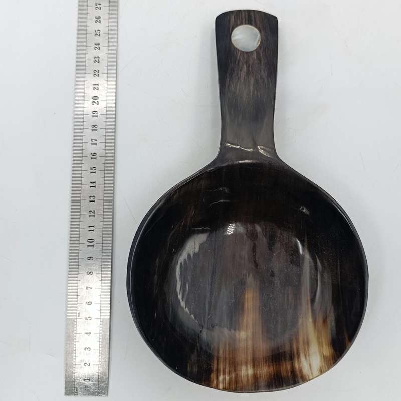 Vintage Salad spoon made from horn with mother of pearl insert