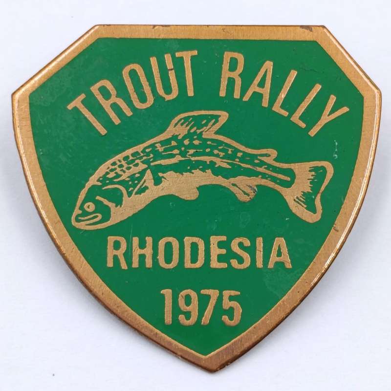 Trout Rally Rhodesia 1975 motorcycle brooch badge