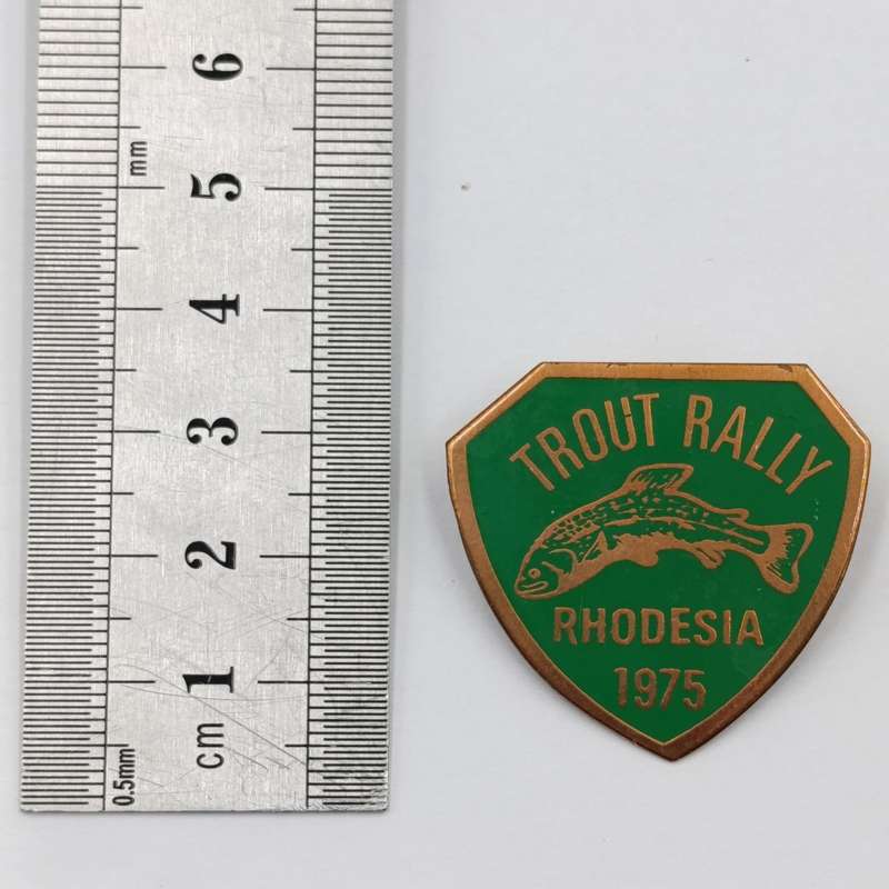 Trout Rally Rhodesia 1975 motorcycle brooch badge