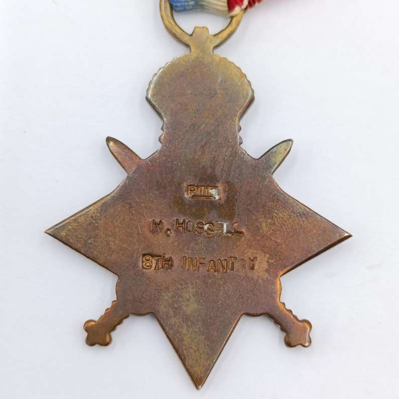 Set of 3 WW1 medals issued to Pte. H. Hossell, 8th Infantry