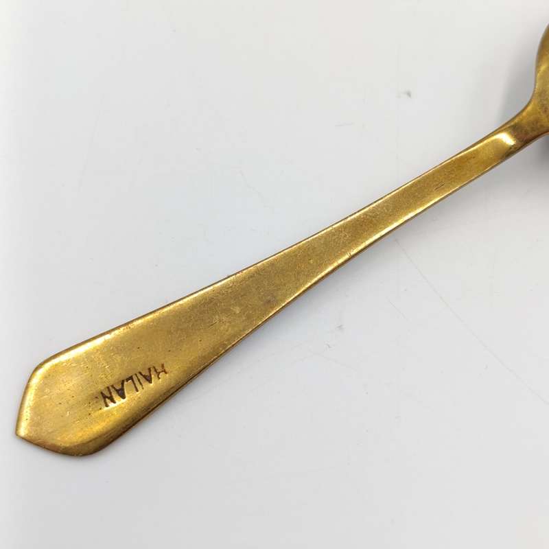 Set of 6 Indian brass enamelled tea spoons