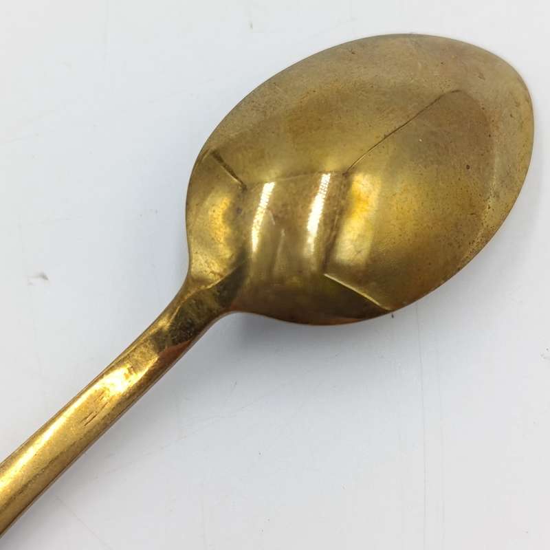 Set of 6 Indian brass enamelled tea spoons