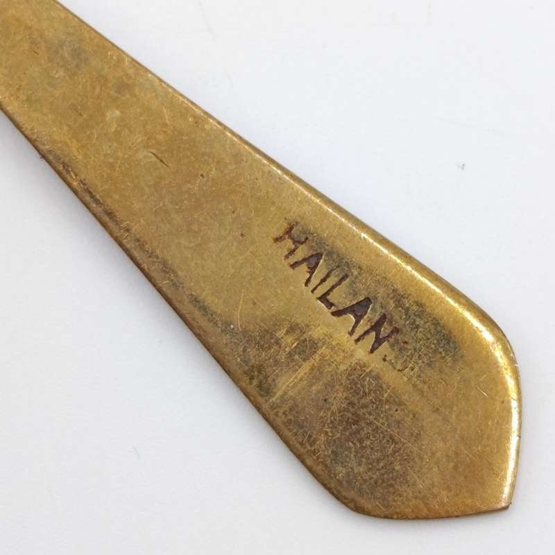 Set of 6 Indian brass enamelled tea spoons