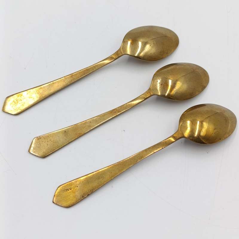 Set of 6 Indian brass enamelled tea spoons