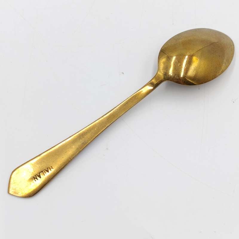 Set of 6 Indian brass enamelled tea spoons