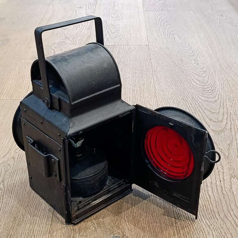 Vintage SA Railway signal lamp with original burner