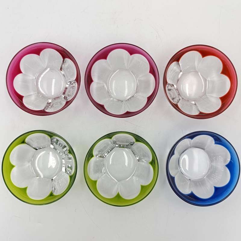 Set of 6 vintage Val St Lambert crystal pudding bowls