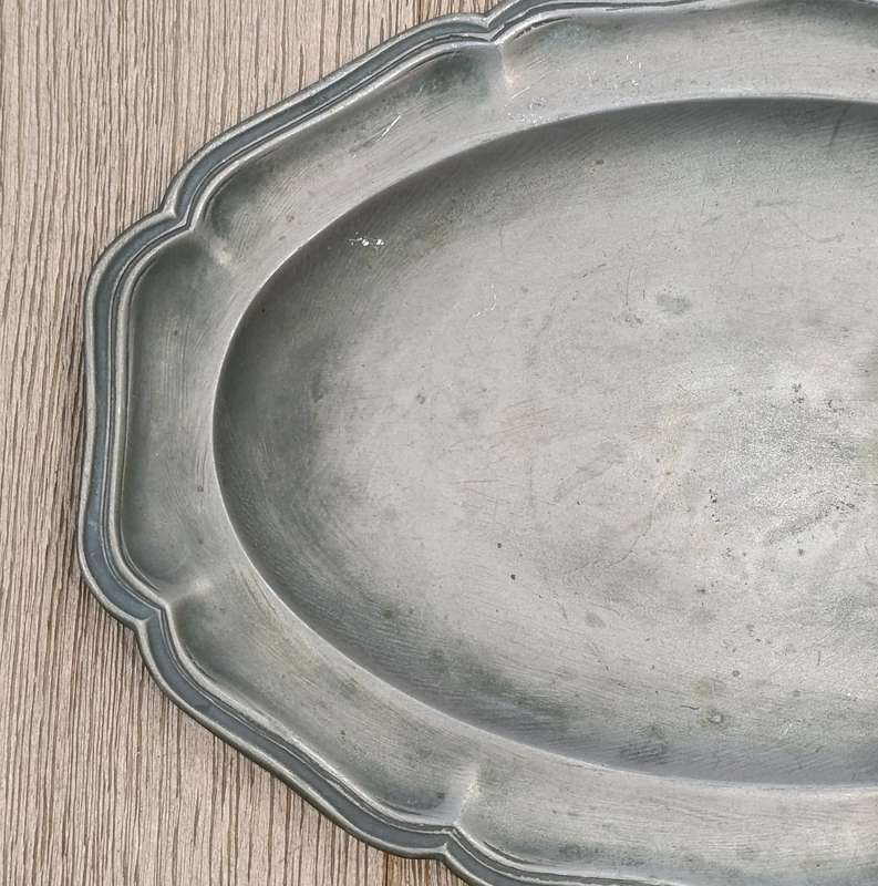 Antique oval pewter platter