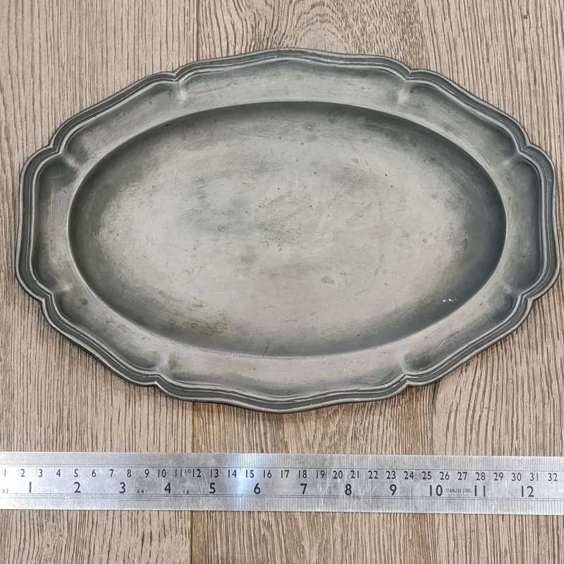Antique oval pewter platter
