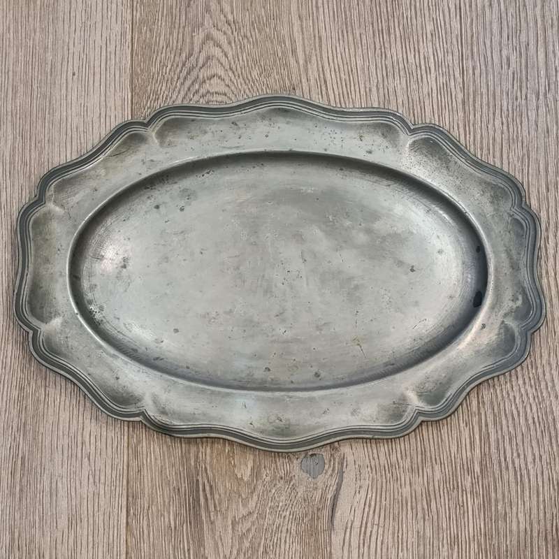 Antique oval pewter platter