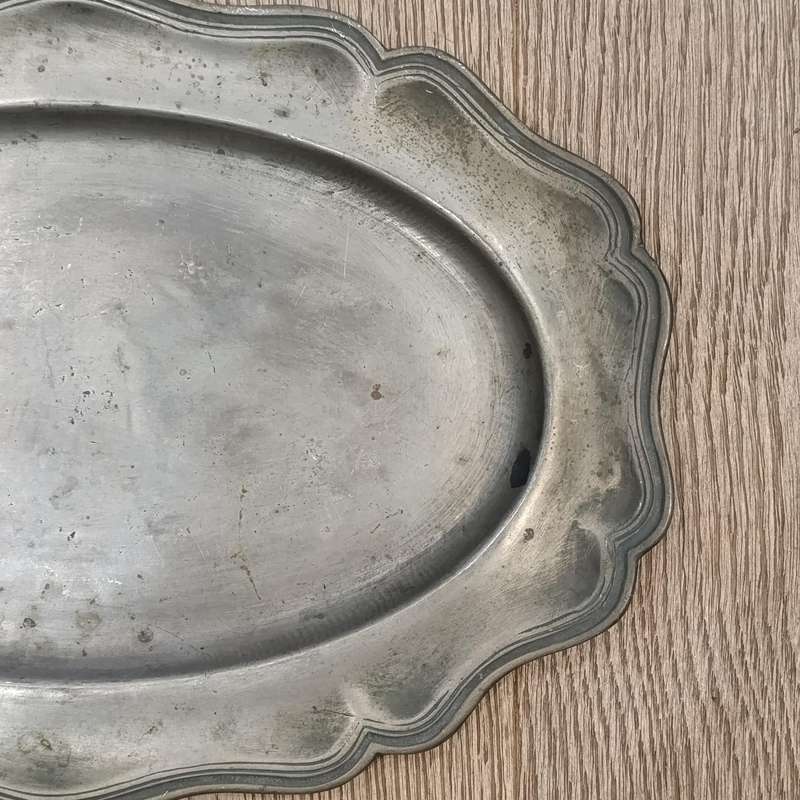 Antique oval pewter platter