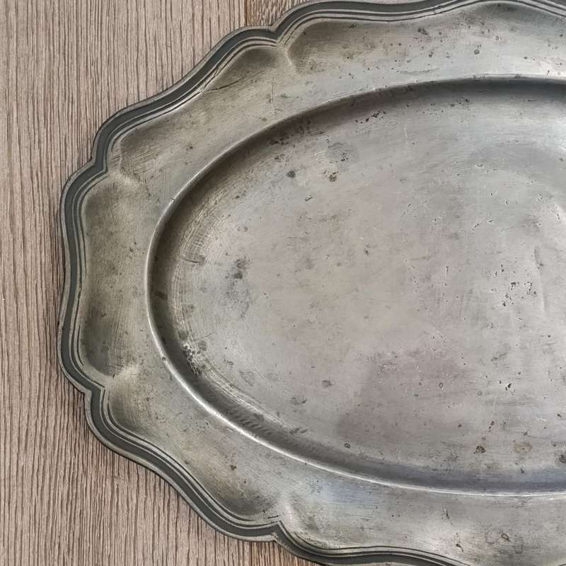 Antique oval pewter platter