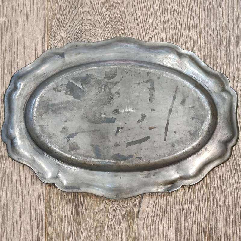 Antique oval pewter platter