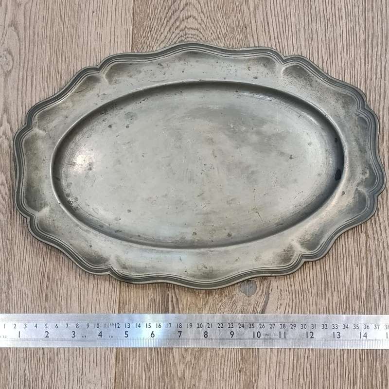 Antique oval pewter platter