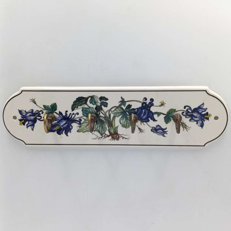 Vintage Villeroy and Boch Botanica key holder hooks on porcelain