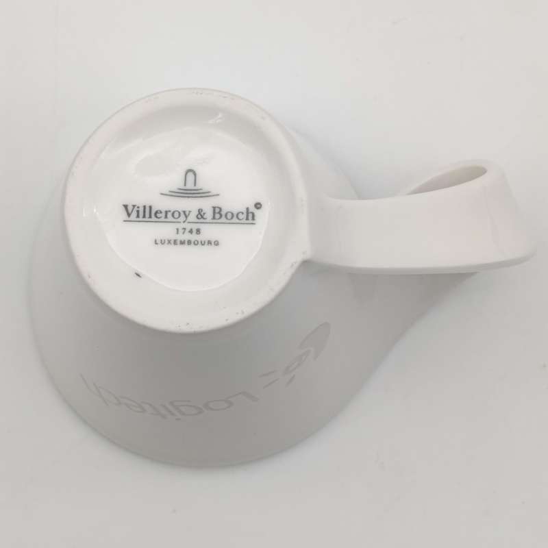 Villeroy and Boch espresso cup and saucer with Logitech advertising in box