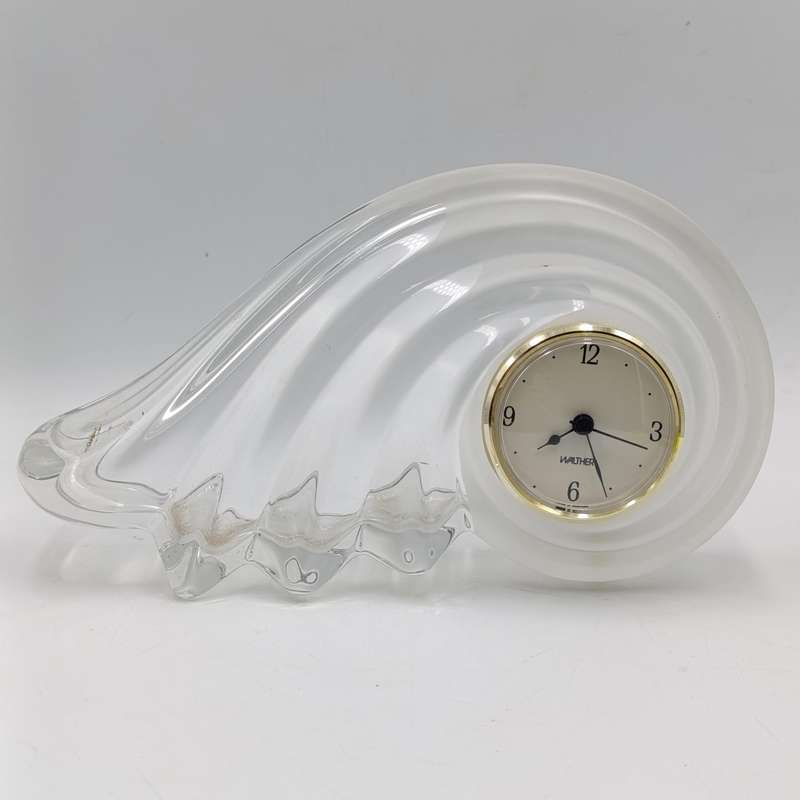 Vintage Art Deco style Walther crystal glass mantel clock - not running
