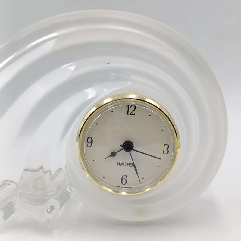 Vintage Art Deco style Walther crystal glass mantel clock - not running