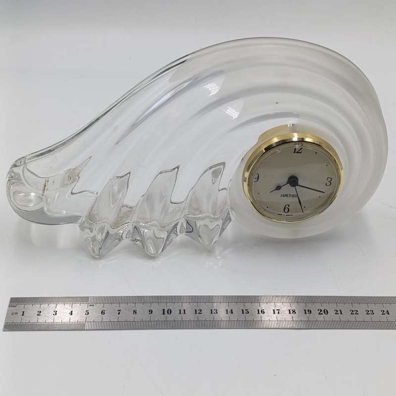 Vintage Art Deco style Walther crystal glass mantel clock - not running