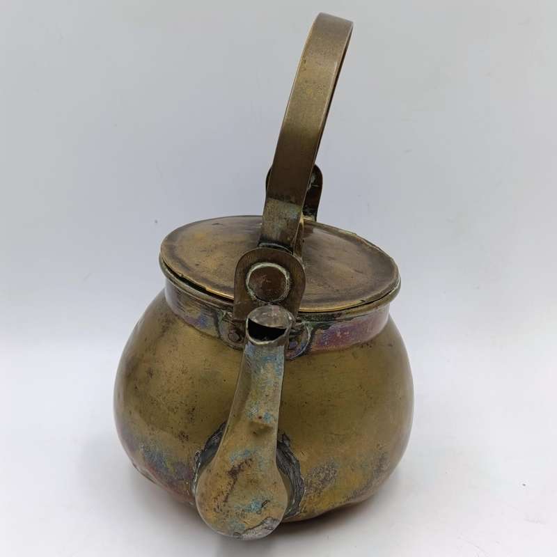 Antique brass Eastern kettle - circa 19th century - lid holed