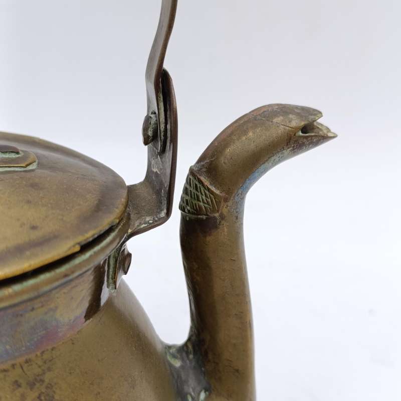 Antique brass Eastern kettle - circa 19th century - lid holed