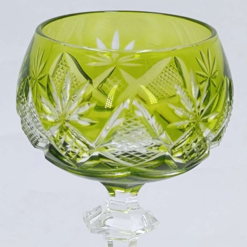 Vintage Val st Lambert crystal green Liqueur glass