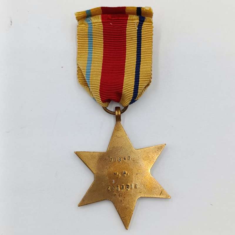 WW2 The Africa Star medal issued to 77267 M.A Coetzee