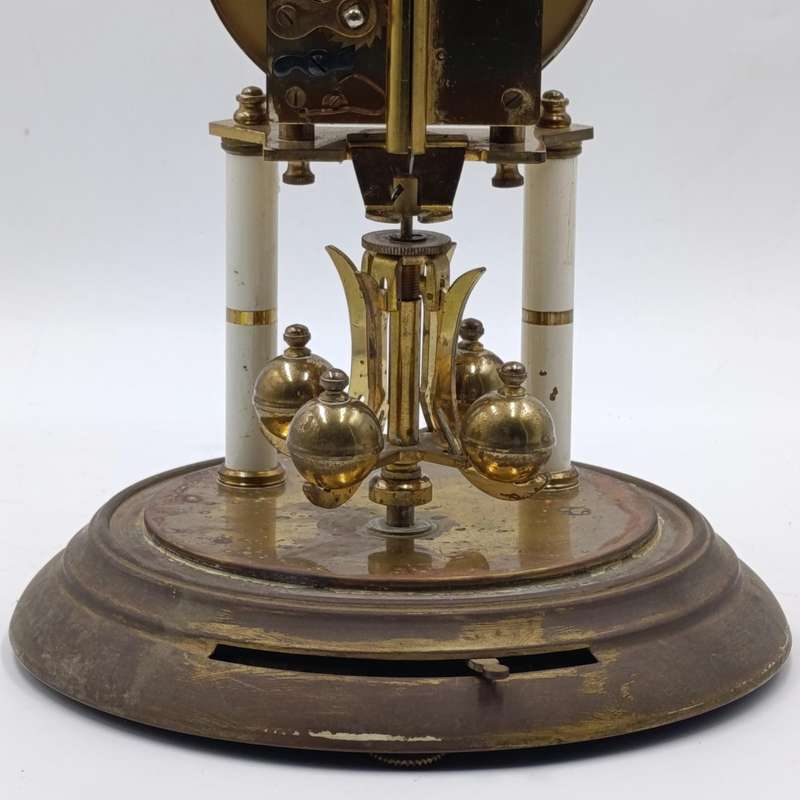 Vintage German 400-day anniversary dome clock with acrylic dome - runs and stops