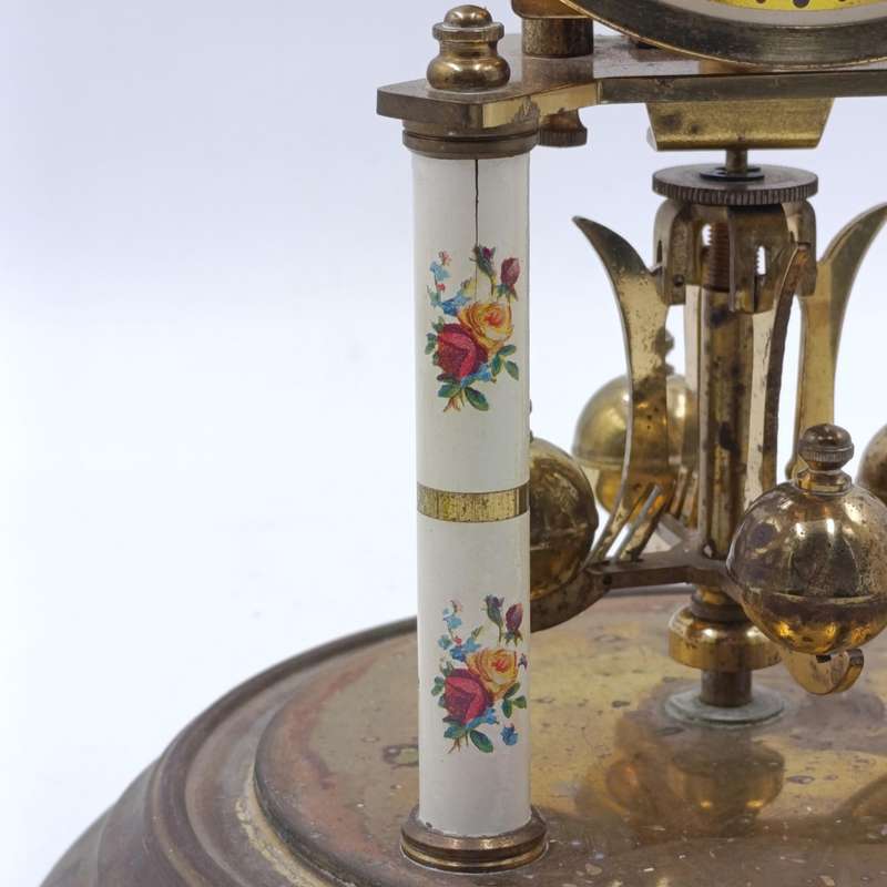 Vintage German 400-day anniversary dome clock with acrylic dome - runs and stops