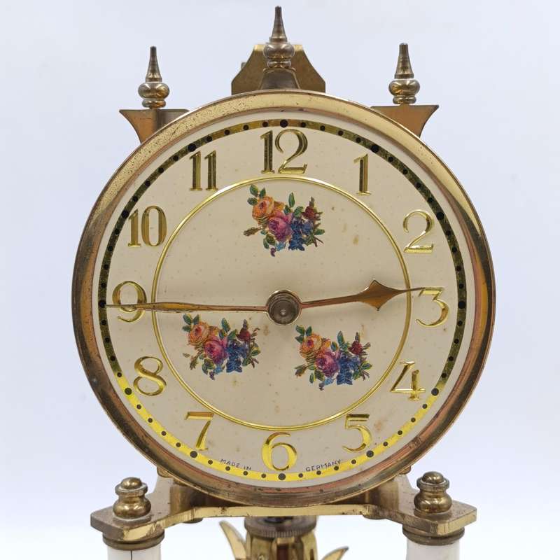 Vintage German 400-day anniversary dome clock with acrylic dome - runs and stops