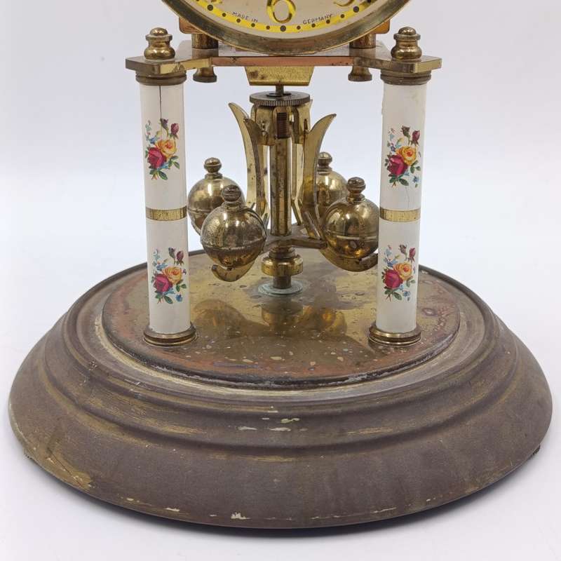 Vintage German 400-day anniversary dome clock with acrylic dome - runs and stops