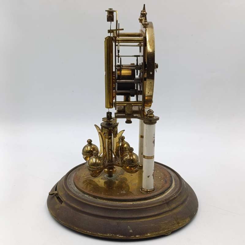 Vintage German 400-day anniversary dome clock with acrylic dome - runs and stops