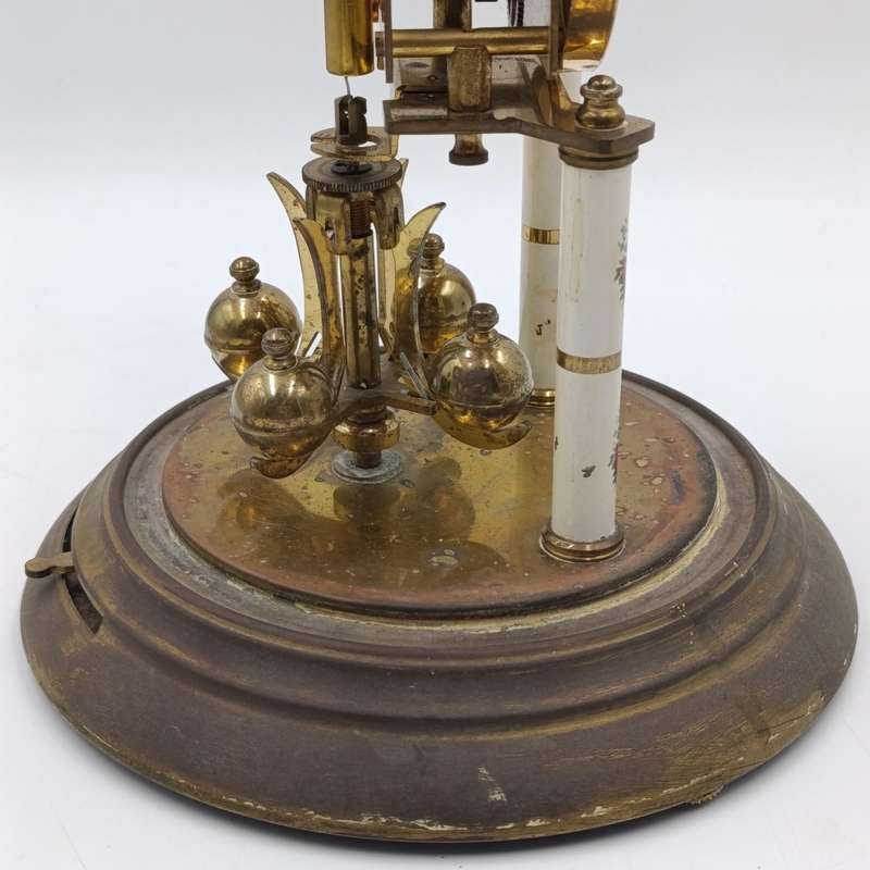Vintage German 400-day anniversary dome clock with acrylic dome - runs and stops