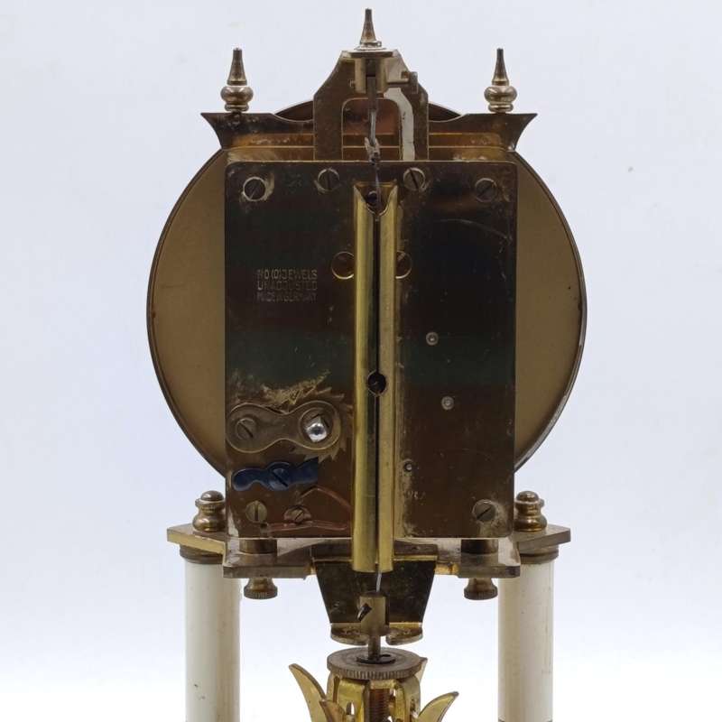 Vintage German 400-day anniversary dome clock with acrylic dome - runs and stops