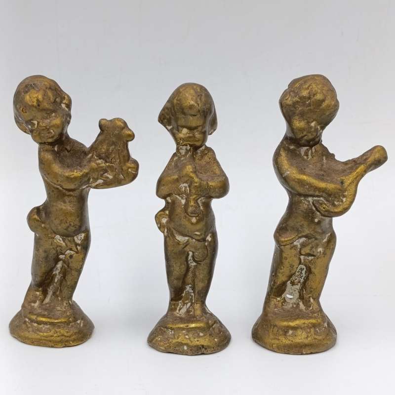 Set of 3 brass Musical Cherub figurines