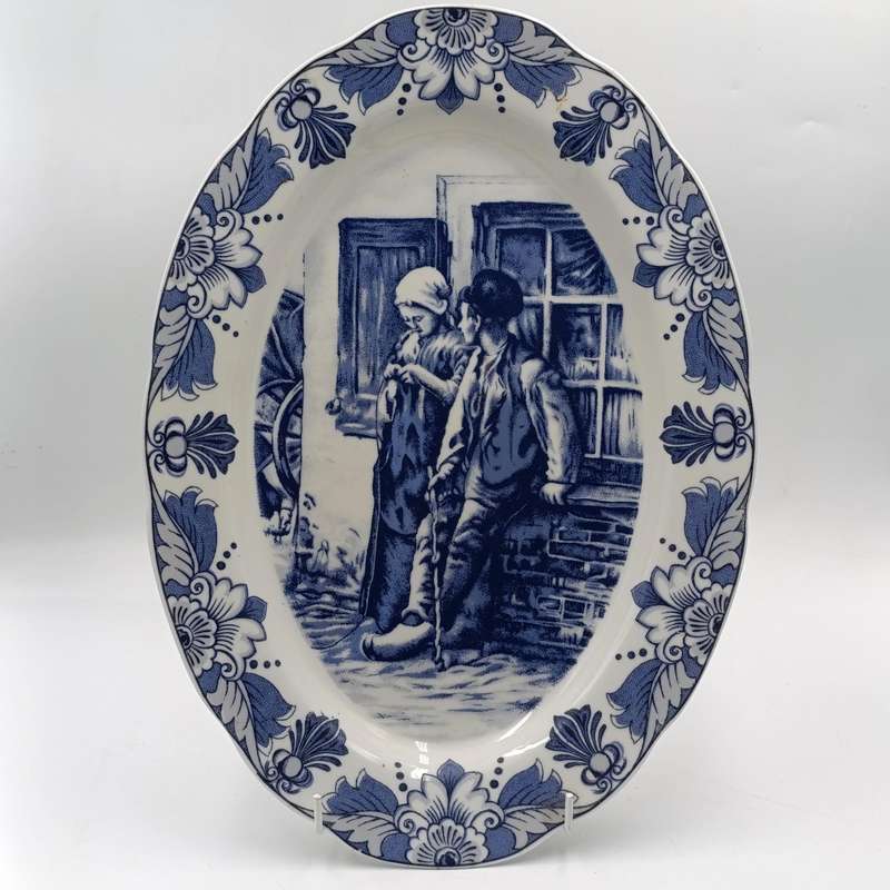 Vintage Delft Holland The Old Masters series "Young Love" oval porcelain plate
