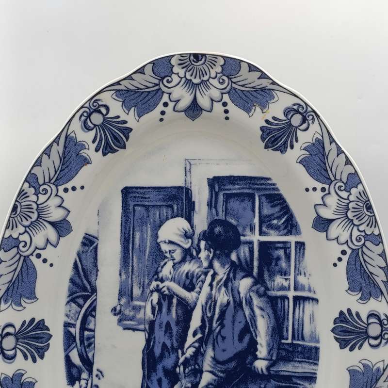 Vintage Delft Holland The Old Masters series "Young Love" oval porcelain plate