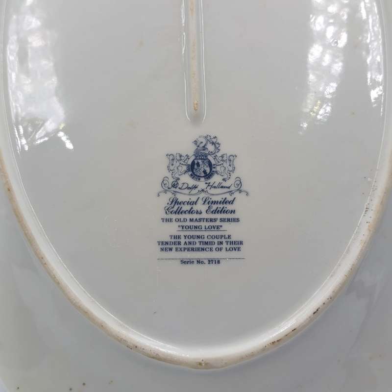 Vintage Delft Holland The Old Masters series "Young Love" oval porcelain plate