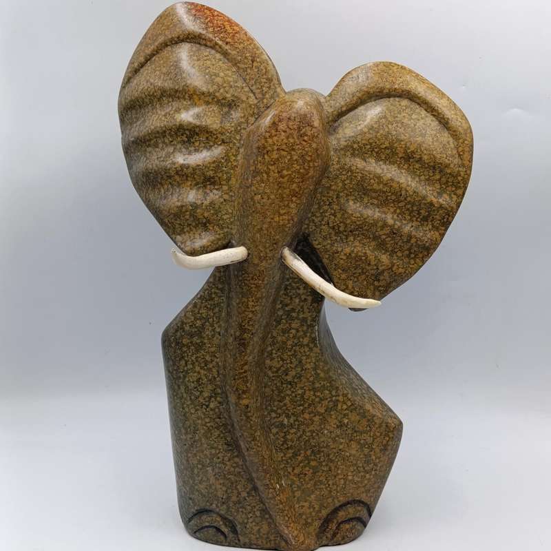 Vintage Serpentine stone elephant carving - Height 35cm