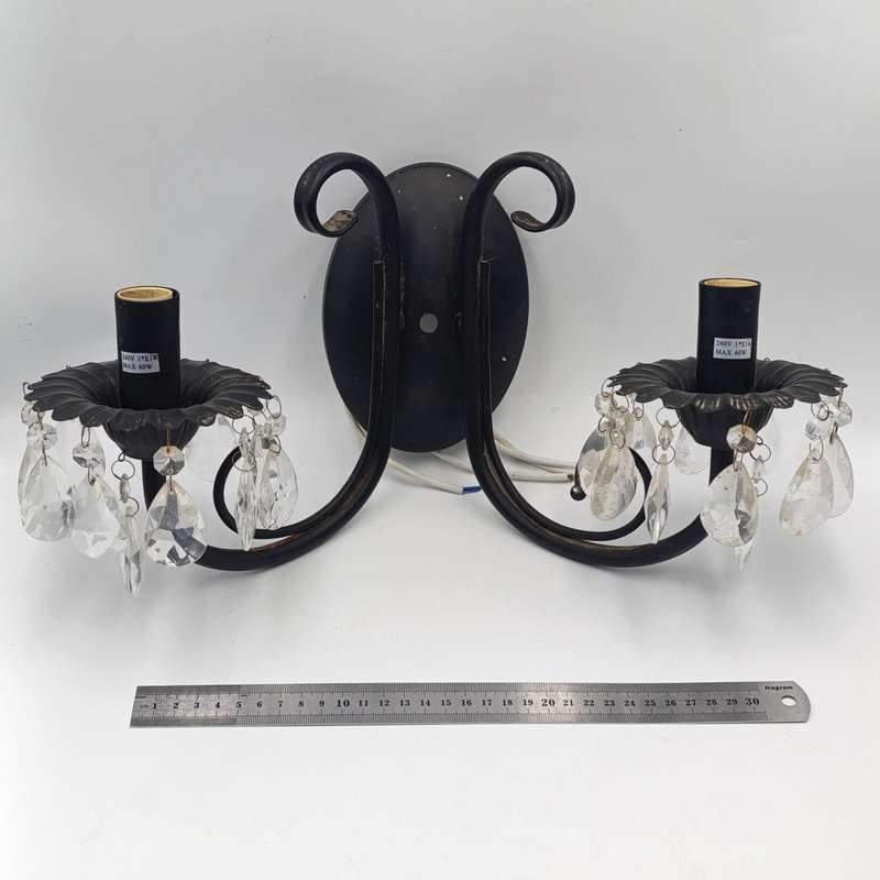 Wall mounted light fitting crystal chandelier with 2 globes